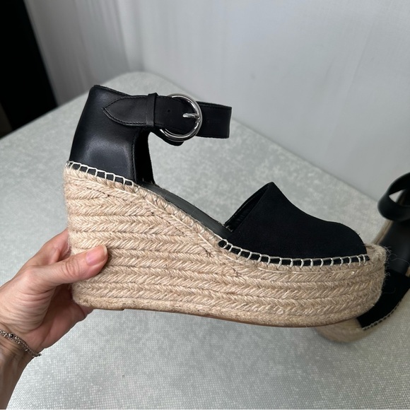 Marc Fisher ⭐️ Black Wedge Sandals Sz 10 - Picture 2 of 10